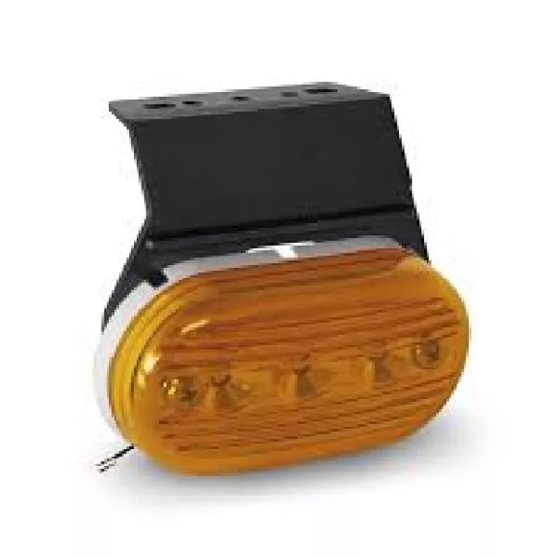 Lanterna Lateral Carreta/truck Amarela Oval C/suporte Led Pradolux